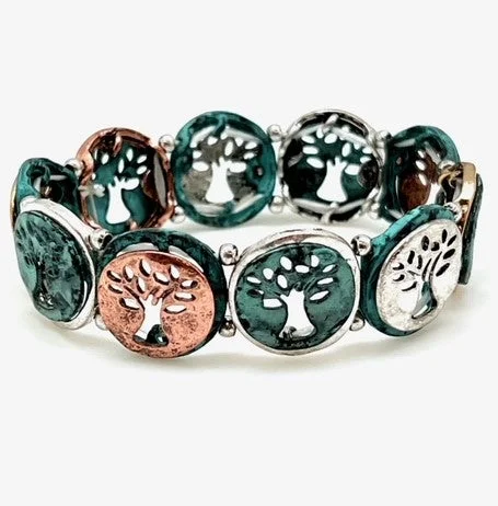 Patina Stretch Bracelet - Tree of Life I