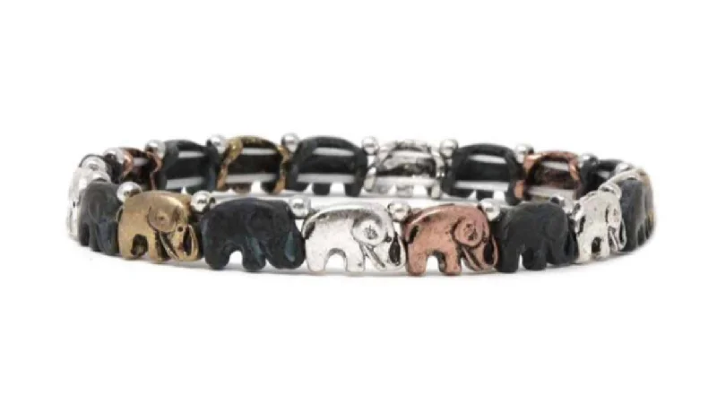 Patina Stretch Bracelet Elephants III