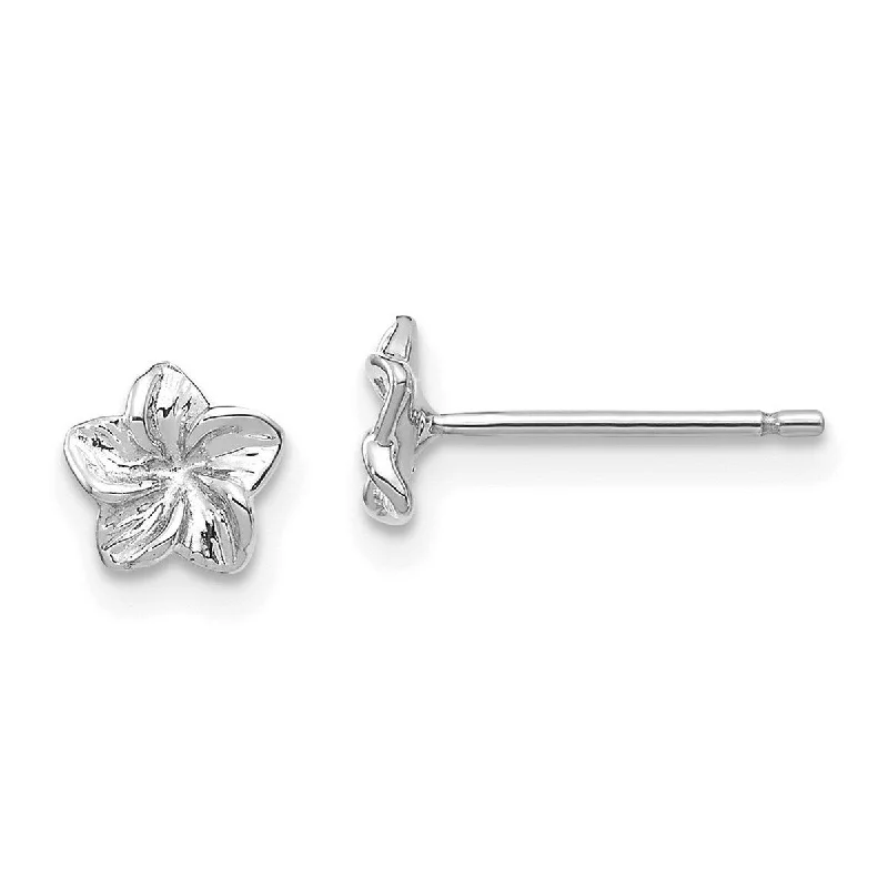 Curata 14k White Gold 5mm Small Plumeria Flower Post Earrings