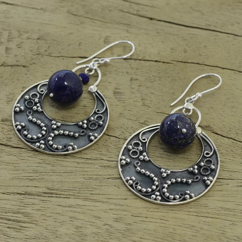 Novica Handmade Royal Moon Lapis Lazuli Earrings