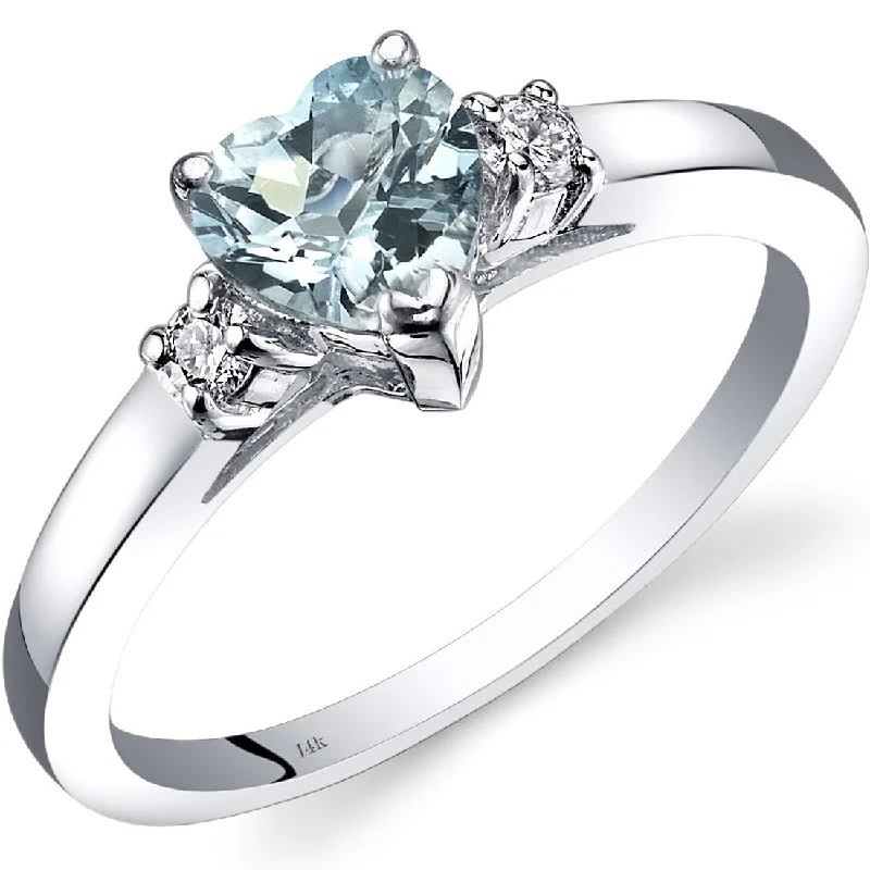 14k White Gold 0.75ct Aquamarine and Diamond Ring