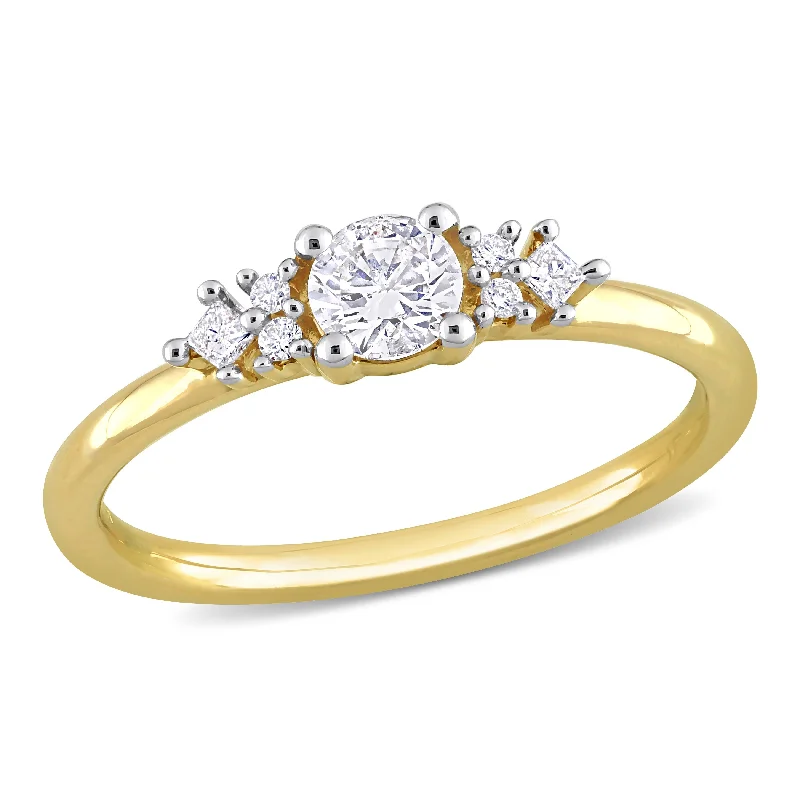 Miadora 3/8ct TDW Princess Diamond Ring in 14k Yellow Gold