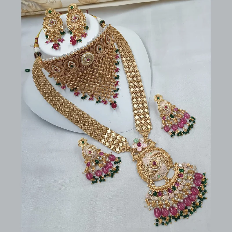 Padmawati Bangles Gold Plated Kundan Stone And Meenakari Double Necklace Set