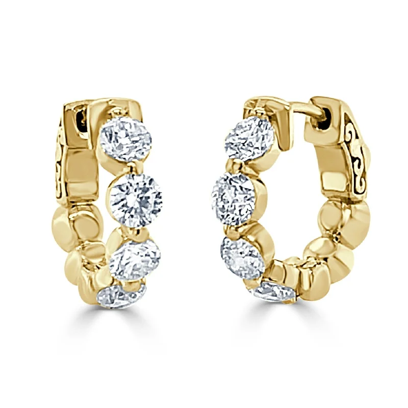 Joelle Diamond Small Hoop Earrings 14K Gold 1.85CT. TDW 15MM Diamond Earrings