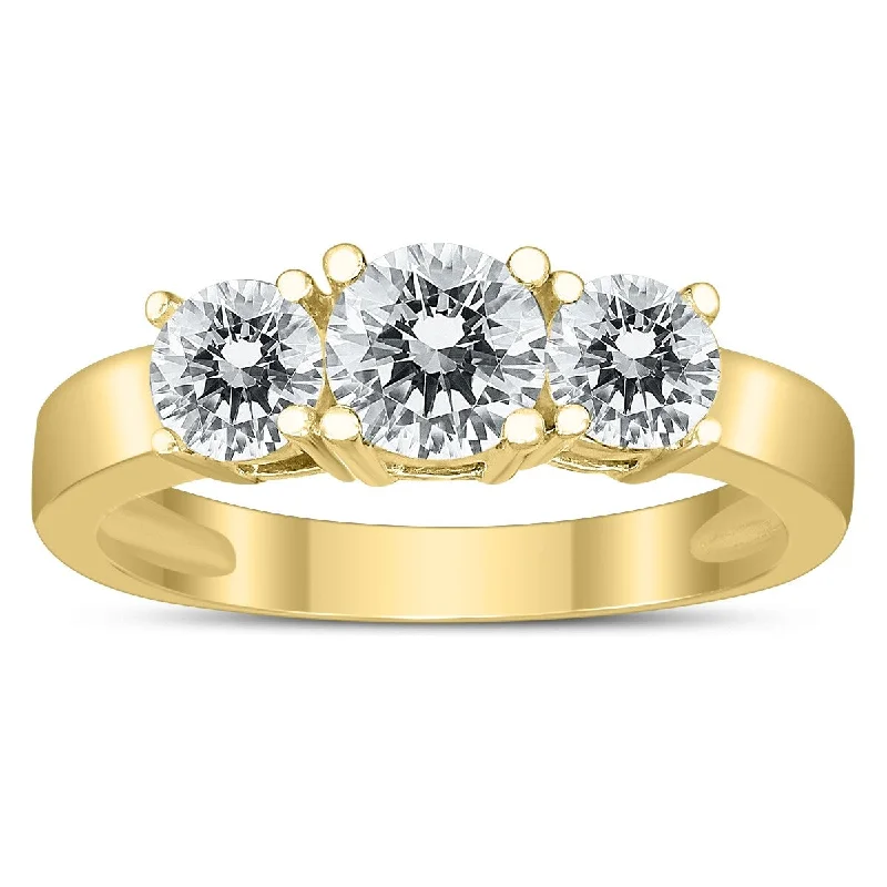 Marquee Certified 1 1/2 Carat TW Three Stone Diamond Ring in 10K Yellow Gold