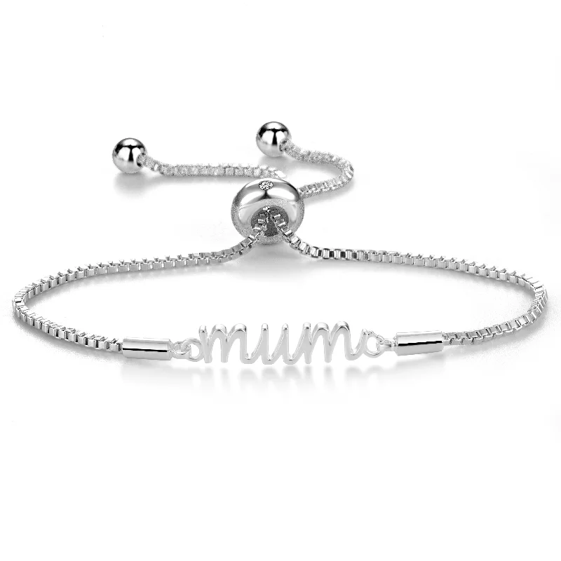 Silver Plated Mum Bracelet Created with Zircondia® Crystals