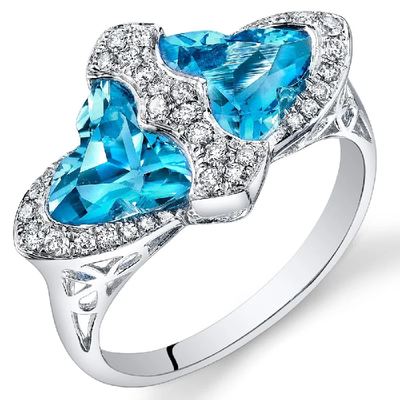 14k White Gold 4.2ct Swiss Blue Topaz and Diamond Ring