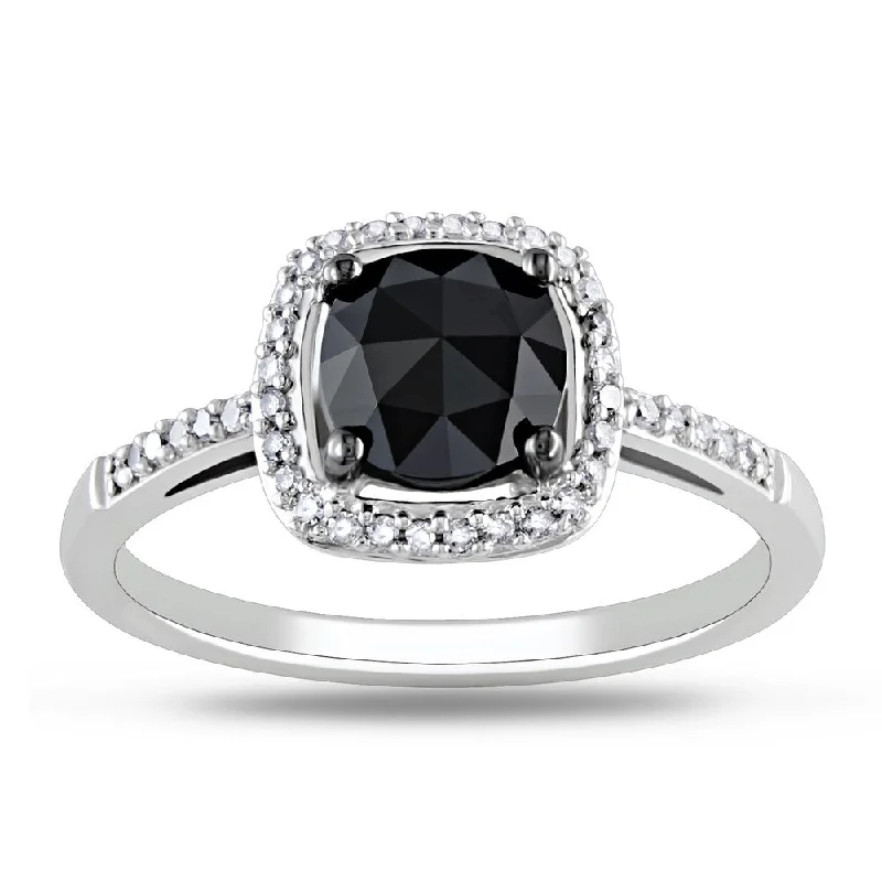 Miadora 14k White Gold 1 1/8ct TDW Black Diamond Ring