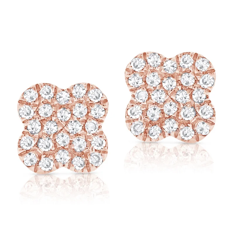 Joelle Diamond Flower Clover Studs Earrings 14K Gold 1/8 ct. TDW