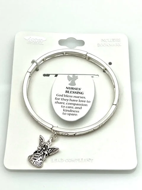 Nurses Blessing Silver Stretch Inspirational Charm bracelet