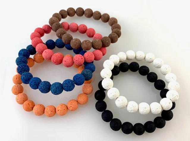 Lava Stone Bead Stretch Bracelet in 6 Colors