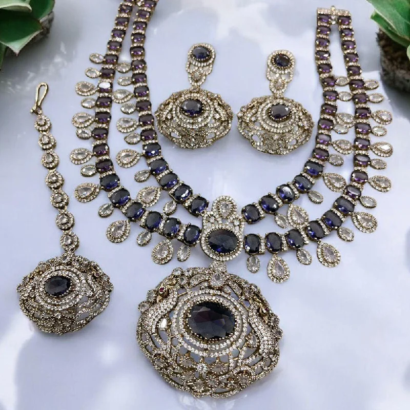 Royal Kundan Jewellery Gold Plated Crystal Stone Necklace Set