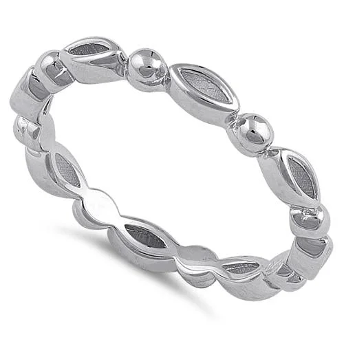 Sterling Silver Oval & Bead Band