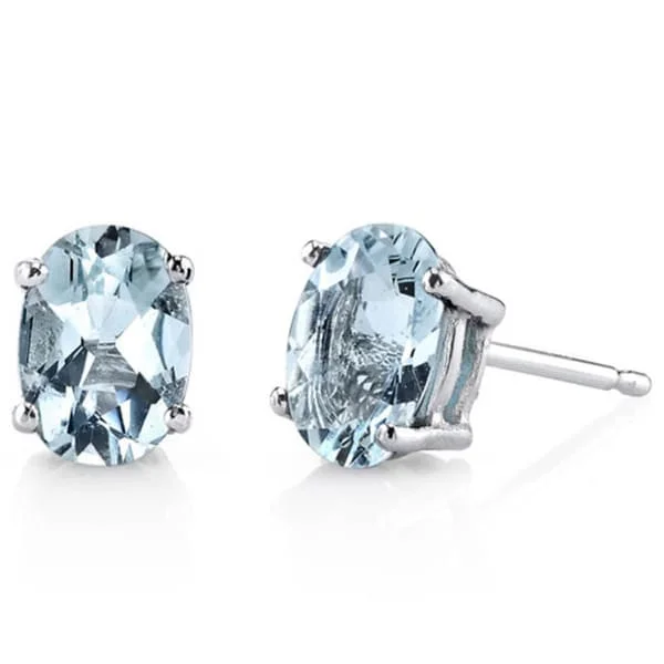 Oravo 14k White Gold Oval-cut Gemstone Stud Earrings