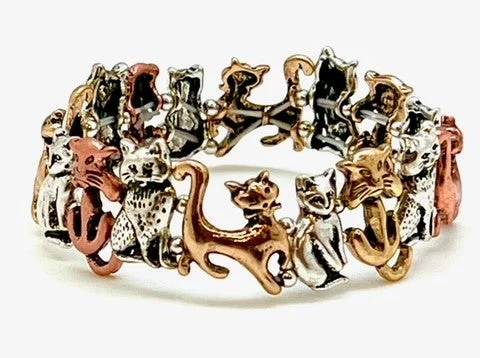 Patina Cat Posing Stretch Bracelet