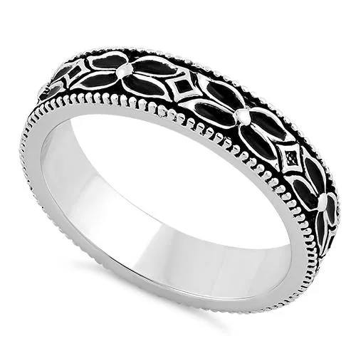 Sterling Silver Eternity Flower Band Ring