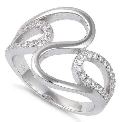 Sterling Silver Wavy CZ Ring