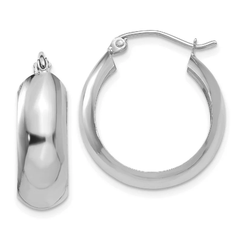 Curata 14k White Gold Polished 7mmx14mm Wide Hoop Earrings