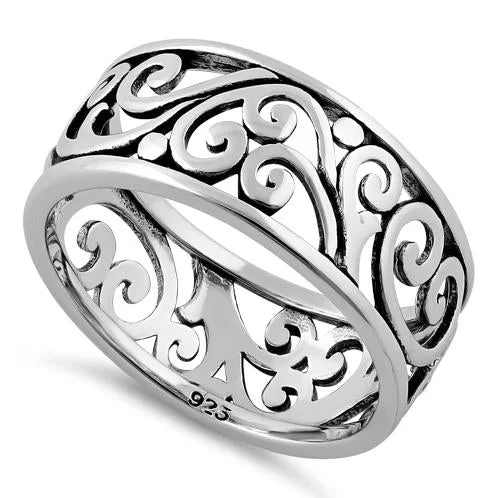 Sterling Silver Swirls Band Ring