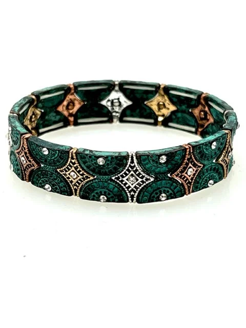 Patina Stretch Bracelet - Mixed Shapes Design 10