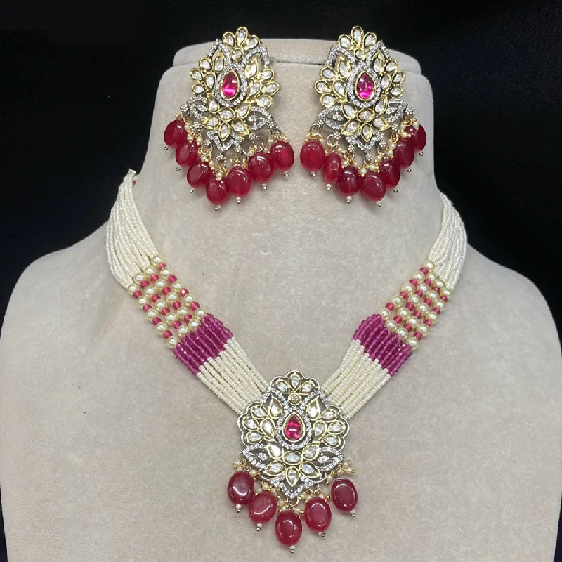 Royal Kundan Jewellery Gold Plated Polki Kundan And Pearls Necklace Set