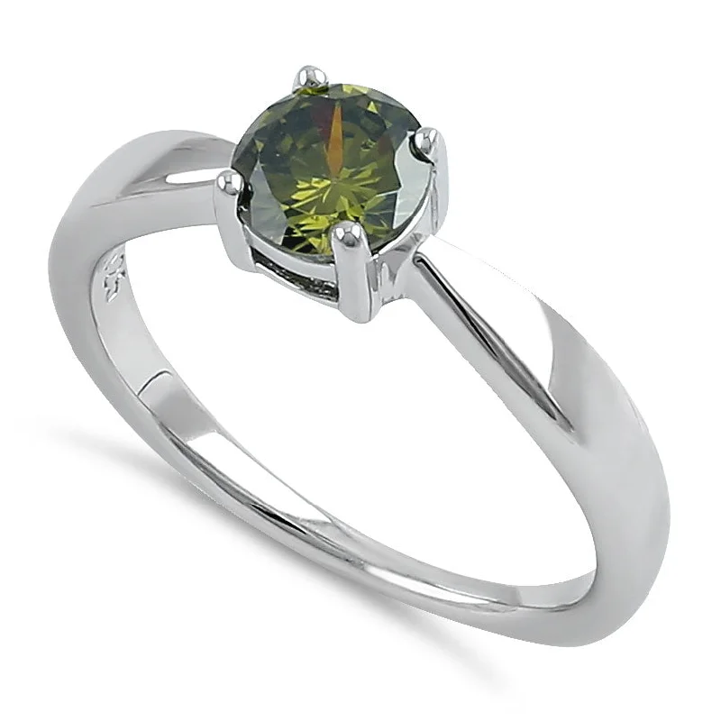 Sterling Silver 6mm Round Peridot CZ Ring