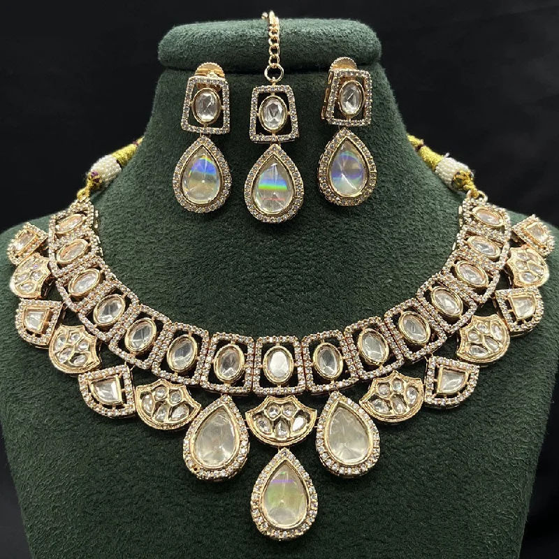 Royal Kundan Jewellery Gold Plated Polki Kundan Necklace Set