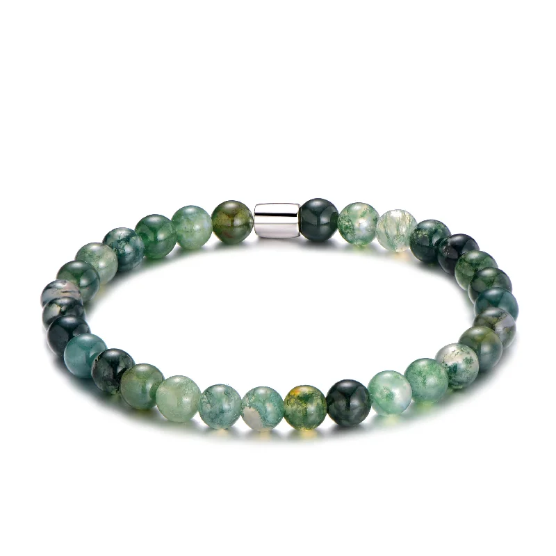 Aquatic Agate Gemstone Stretch Bracelet for Women