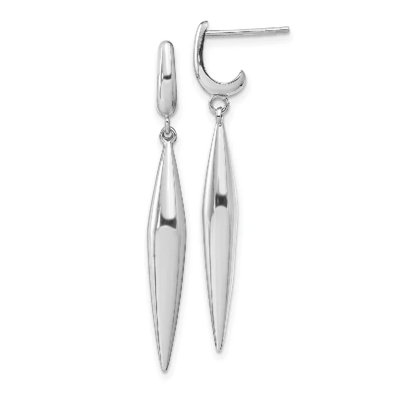 Curata 14k White Gold Polished Leverback Earrings - 41.6x4.8mm Wide Jewelry Gifts for Women