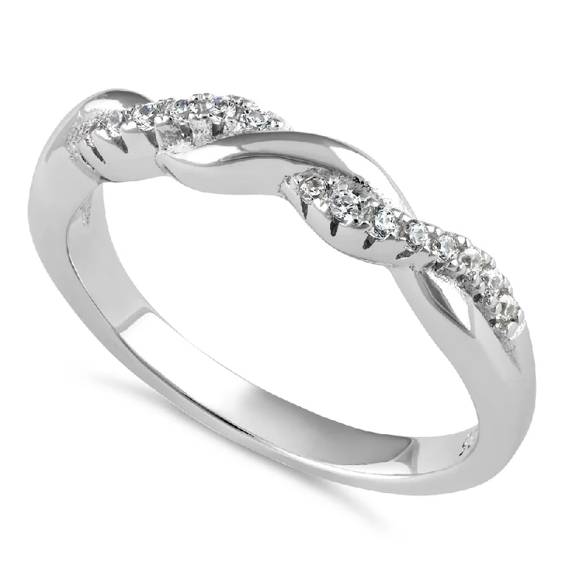 Sterling Silver Braided CZ Ring