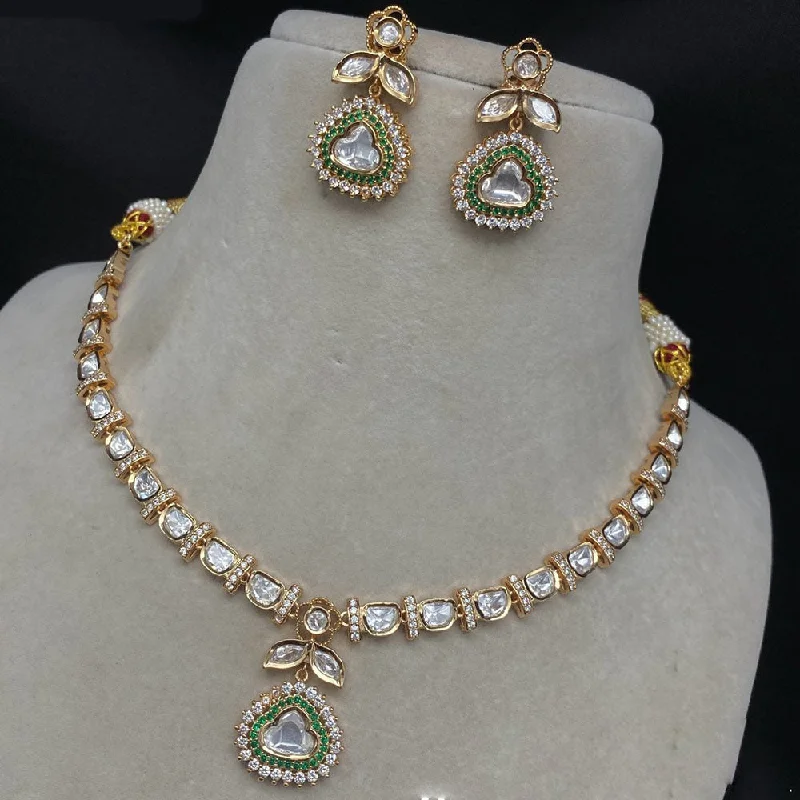 Royal Kundan Jewellery Gold Plated Polki Kundan Necklace Set