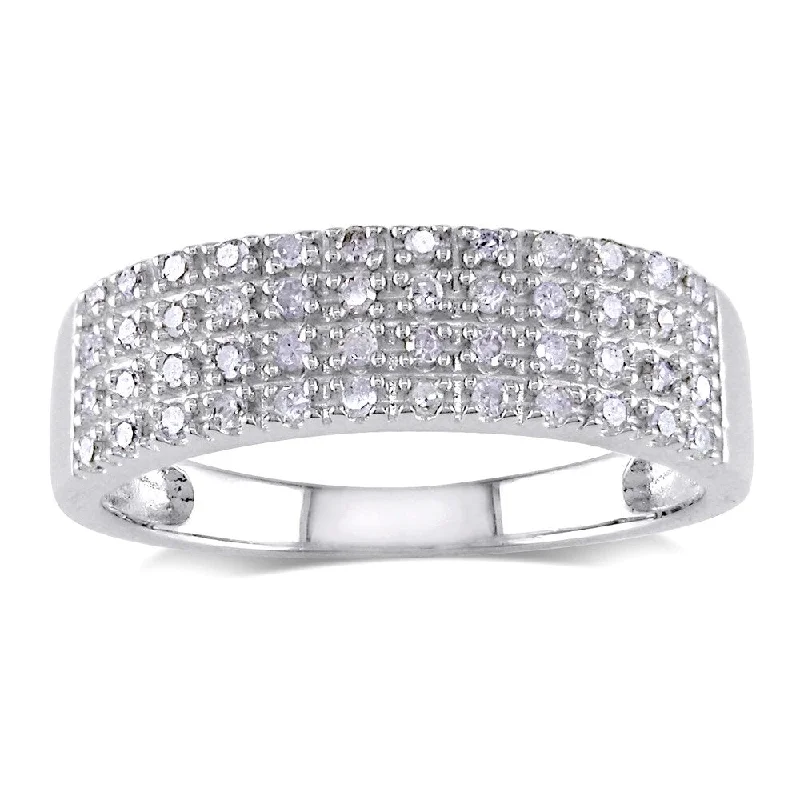 Miadora Sterling Silver 1/4ct TDW Pave Diamond Ring