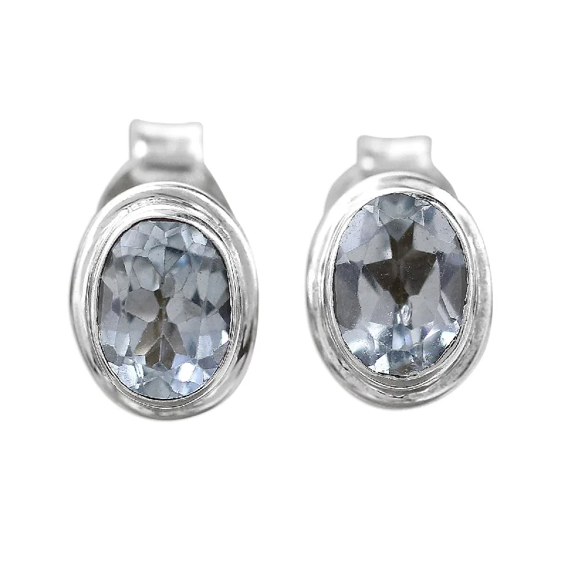 Novica Handmade Sky Duet Blue Topaz Stud Earrings