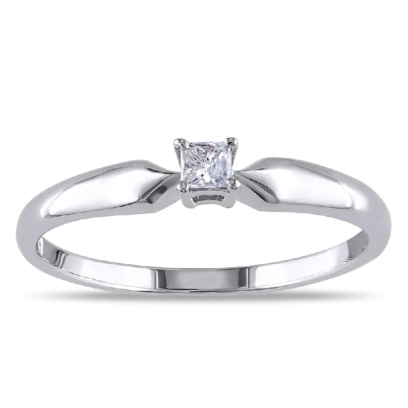 Miadora Sterling Silver 1/10ct TDW Princess Diamond Ring