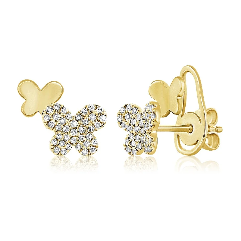 Joelle Diamond Double Butterfly Pave Stud Earrings 1/5 ct. t.w. 14K Gold