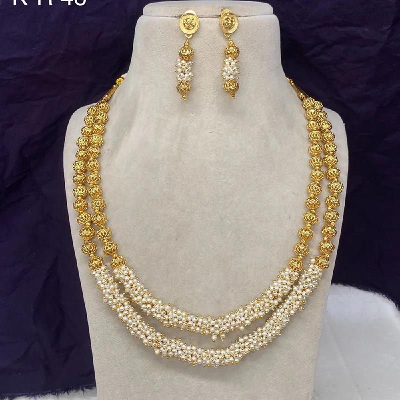 Amoliya Jewels Gold Plated Multi Layer Necklace Set