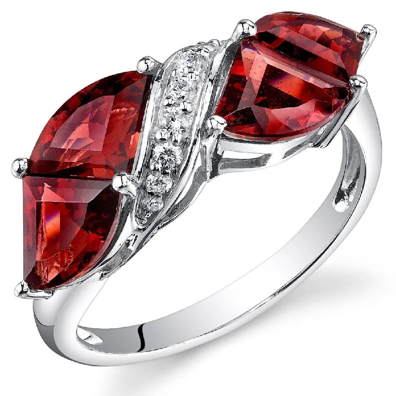 14k White Gold 4.3ct Garnet and Diamond Ring