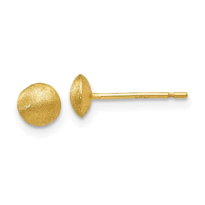 Curata 14k Yellow Gold 5mm Satin Puffed Button Post Earrings