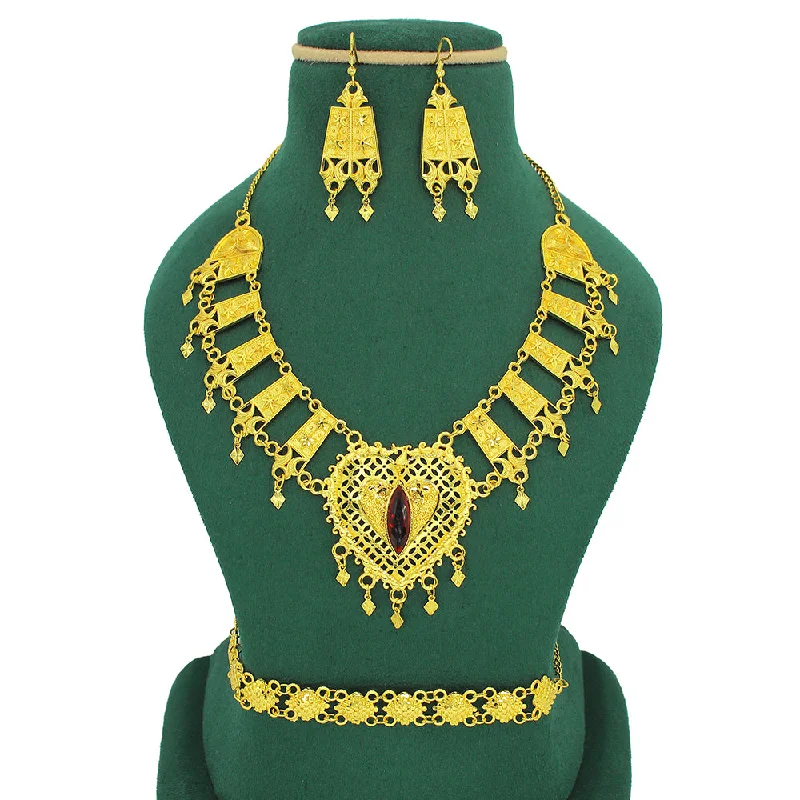 Mahavir Forming Look Gold Plated Long Necklace Set