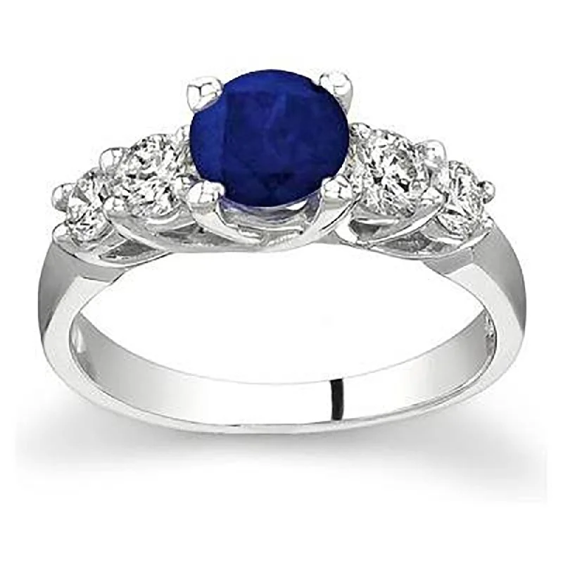 5 Stone Sapphire and Diamond Ring