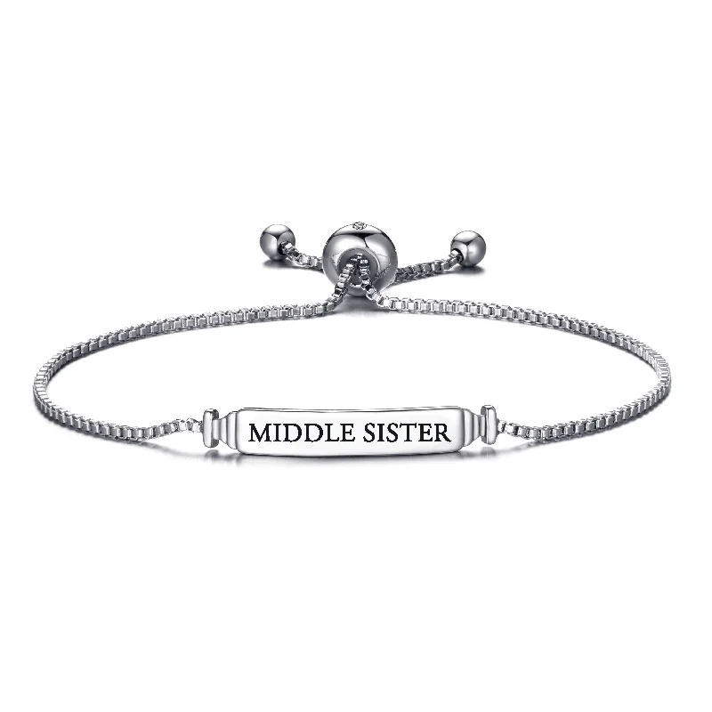 Middle Sister ID Friendship Bracelet Created with Zircondia® Crystals