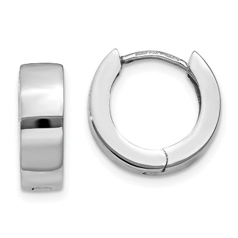 Curata 14k White Gold Solid Polished Hinged Huggies Hoop Earrings (4.5mm x 8mm)