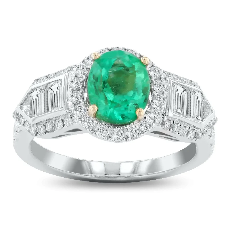 Auriya 14k Two-Tone Gold 1 1/2ct Emerald and 1 1/6 ct TDW Diamond Ring