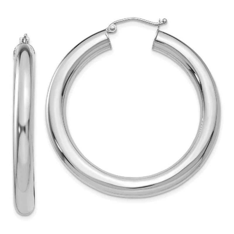 Curata 14k White Gold Polished 40x5mm Lightweight Hoop Earrings