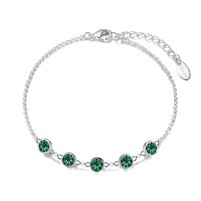 Green Crystal Chain Bracelet Created with Zircondia® Crystals