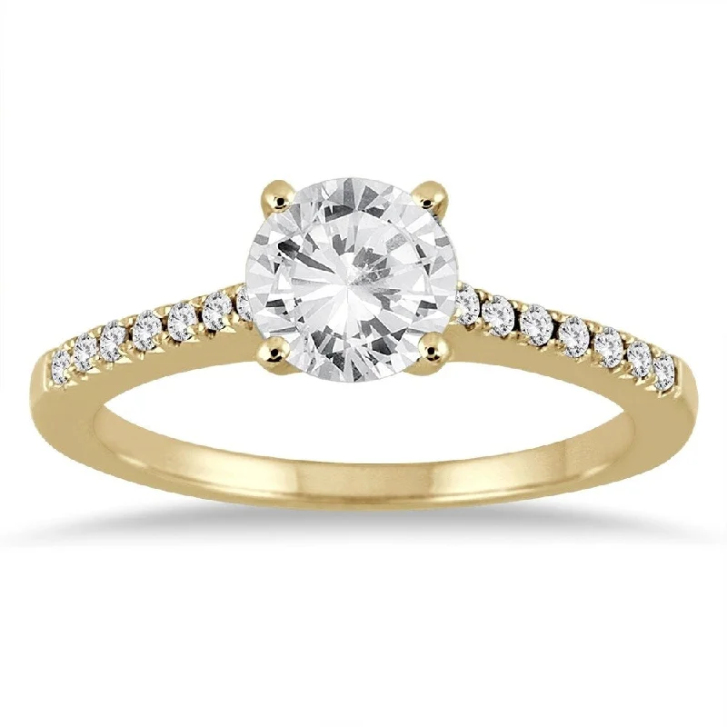 AGS Certified 1 1/10 Carat TW Diamond Ring in 14K Yellow Gold (J-K Color, I2-I3 Clarity)