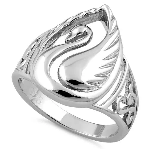 Sterling Silver Elegant Swan Ring