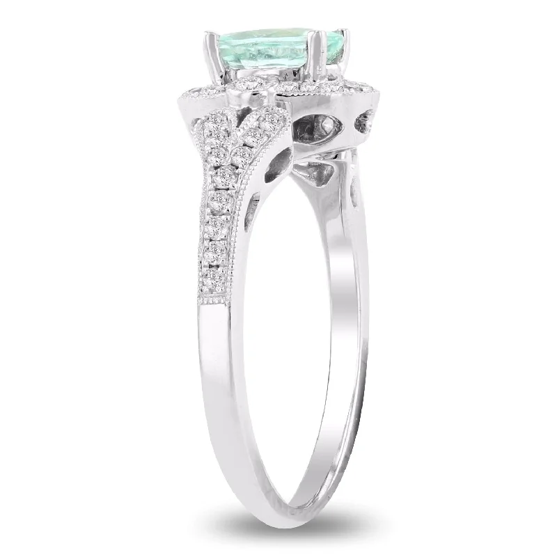 Auriya 18k White Gold 3/4ct Paraiba Tourmaline and 1/3ct TDW Diamond Ring