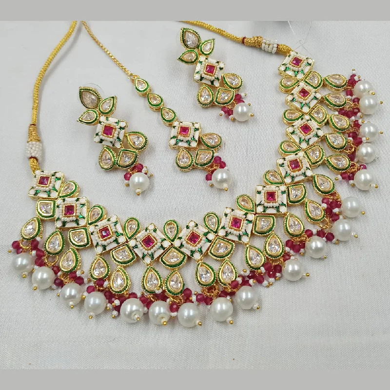 Padmawati Bangles Gold Plated Polki Kundan Stone And Pearls Meenakari Necklace Set