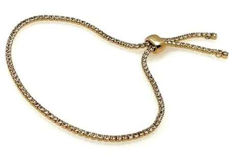 Gold Adjustable Slider Tennis Bracelet with Crystals